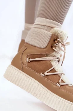 Damskie Botki Śniegowce La.Fi 280072TA-QN Beżowe