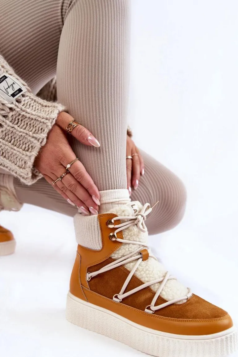 Damskie Botki Śniegowce La.Fi 280072Y-QN Camel