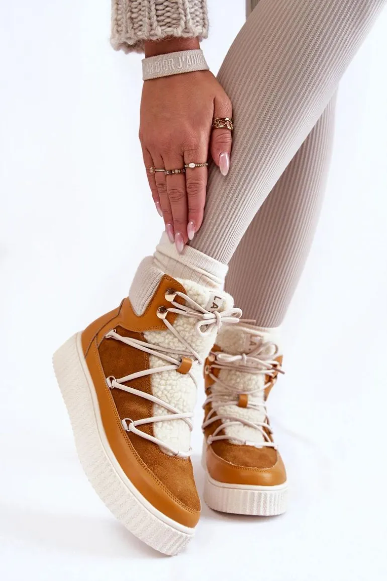 Damskie Botki Śniegowce La.Fi 280072Y-QN Camel