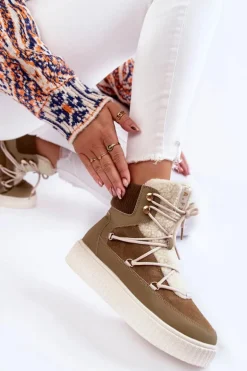 Damskie Botki Śniegowce La.Fi 280072KH-QN Brązowo-Zielone