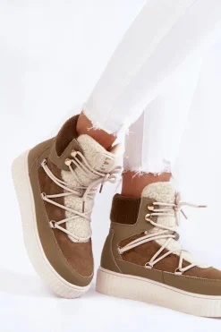 Damskie Botki Śniegowce La.Fi 280072KH-QN Brązowo-Zielone