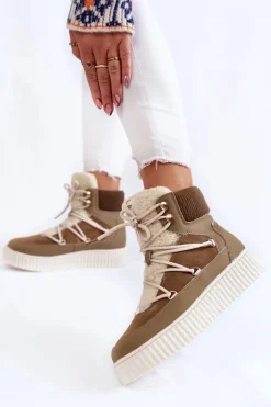 Damskie Botki Śniegowce La.Fi 280072KH-QN Brązowo-Zielone