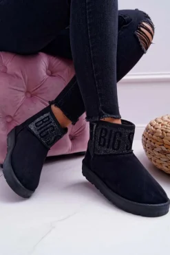 Damskie Botki Śniegowce Ocieplane Czarne Big Star EE274260