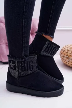 Damskie Botki Śniegowce Ocieplane Czarne Big Star EE274260
