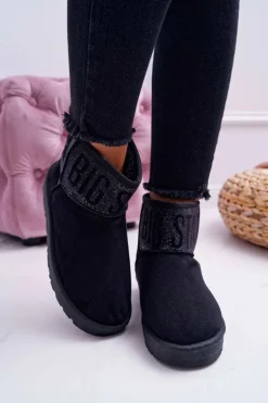 Damskie Botki Śniegowce Ocieplane Czarne Big Star EE274260