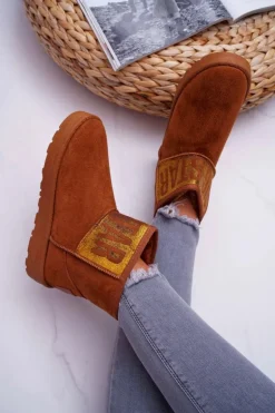 Damskie Botki Śniegowce Ocieplane Brązowe Big Star EE274259