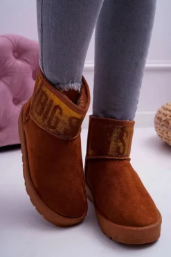 Damskie Botki Śniegowce Ocieplane Brązowe Big Star EE274259