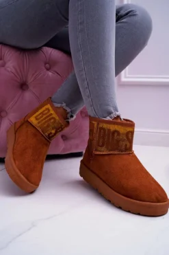 Damskie Botki Śniegowce Ocieplane Brązowe Big Star EE274259