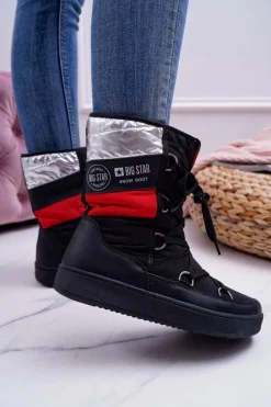 Damskie Botki Śniegowce Ocieplane Futerkiem Big Star Czarne EE274656