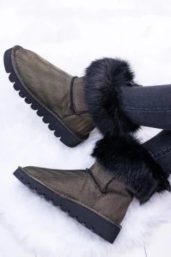 Damskie Botki Śniegowce Wysokie Z Futerkiem Fourrure