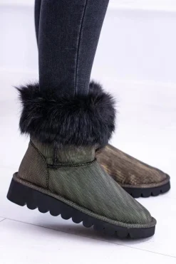 Damskie Botki Śniegowce Wysokie Z Futerkiem Fourrure
