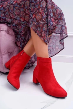 Damskie Botki Ocieplane Czerwone Fiorelli