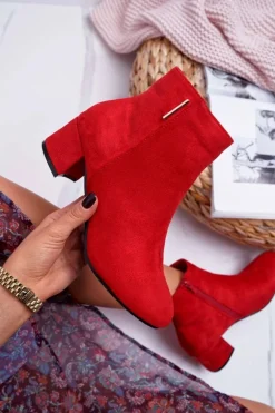 Damskie Botki Ocieplane Czerwone Fiorelli