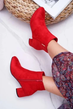 Damskie Botki Ocieplane Czerwone Fiorelli