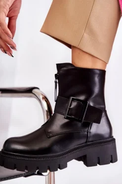 Damskie Botki Ocieplane Na Suwak Czarne Torey