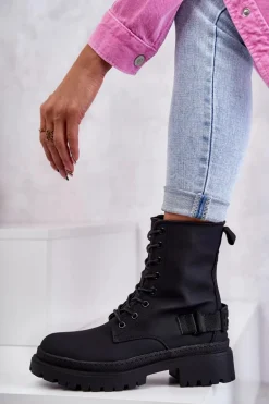 Damskie Botki Ocieplane Na Suwak Czarne Fabiola