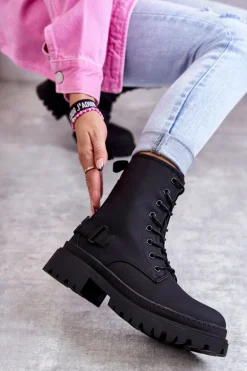 Damskie Botki Ocieplane Na Suwak Czarne Fabiola