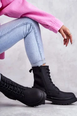 Damskie Botki Ocieplane Na Suwak Czarne Fabiola