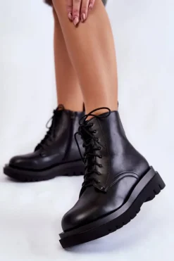 Damskie Botki Ocieplane Na Suwak Czarne Leroy