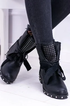 Damskie Botki Ocieplane Z Kolcami i Dżetami Neso