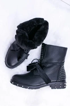 Damskie Botki Ocieplane Z Kolcami i Dżetami Neso