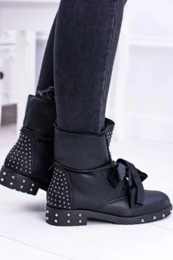 Damskie Botki Ocieplane Z Kolcami i Dżetami Neso