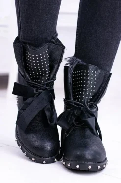 Damskie Botki Ocieplane Z Kolcami i Dżetami Neso