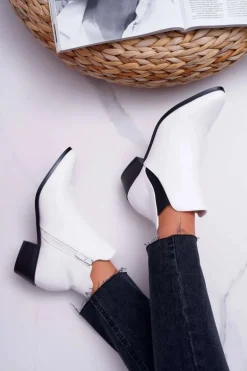 Damskie Botki Płaskie Białe Murino