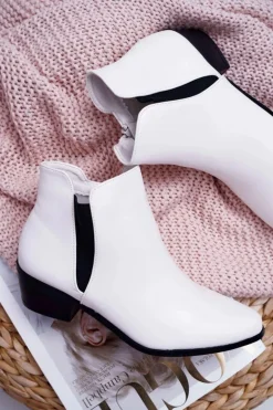 Damskie Botki Płaskie Białe Murino