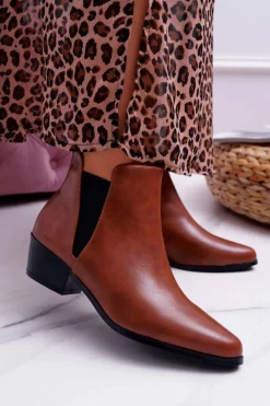 Damskie Botki Płaskie Camel Murino