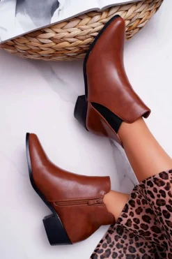 Damskie Botki Płaskie Camel Murino