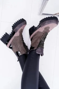 Damskie Botki Płaskie Lu Boo Ciepłe Zielone Desert