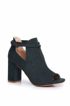 Damskie Botki Sandały Na Słupku Odkryte Palce Zielone Grays