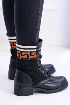 Damskie Botki Skarpetkowe Czarne Herse