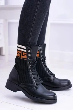 Damskie Botki Skarpetkowe Czarne Herse