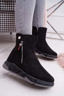 Damskie Botki Sportowe Ocieplane Czarny SJ1938 Nefera