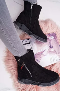 Damskie Botki Sportowe Ocieplane Czarny SJ1938 Nefera