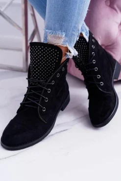 Damskie Botki Sznurowane Workery Zamek Sparks