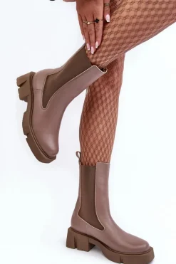 Damskie Botki Sztyblety 2693/230 Laura Messi Brązowe