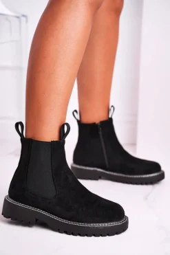Damskie Botki Sztyblety Czarne Resist