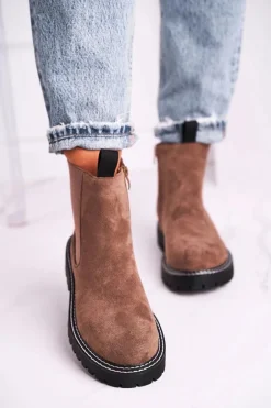 Damskie Botki Sztyblety Khaki Resist