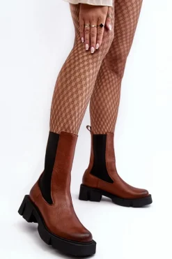 Damskie Botki Sztyblety Laura Messi 2693/229 Brązowe