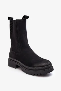 Damskie Botki Sztyblety Na Suwak Czarne Samil