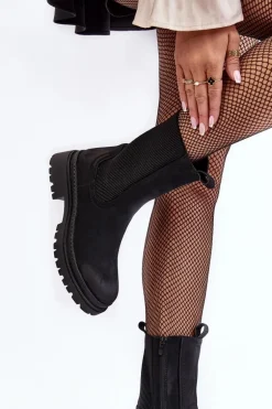 Damskie Botki Sztyblety Na Suwak Czarne Samil