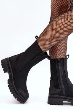 Damskie Botki Sztyblety Na Suwak Czarne Samil