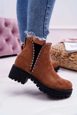 Damskie Botki Sztyblety Z Cyrkoniami Camel Sissy