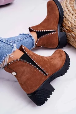 Damskie Botki Sztyblety Z Cyrkoniami Camel Sissy