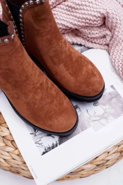 Damskie Botki Sztyblety Z Cyrkoniami Camel Sissy