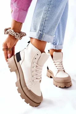 Damskie Botki Trapery Beżowe Any One