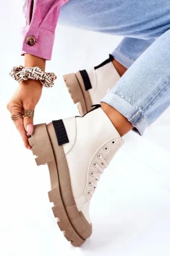 Damskie Botki Trapery Beżowe Any One